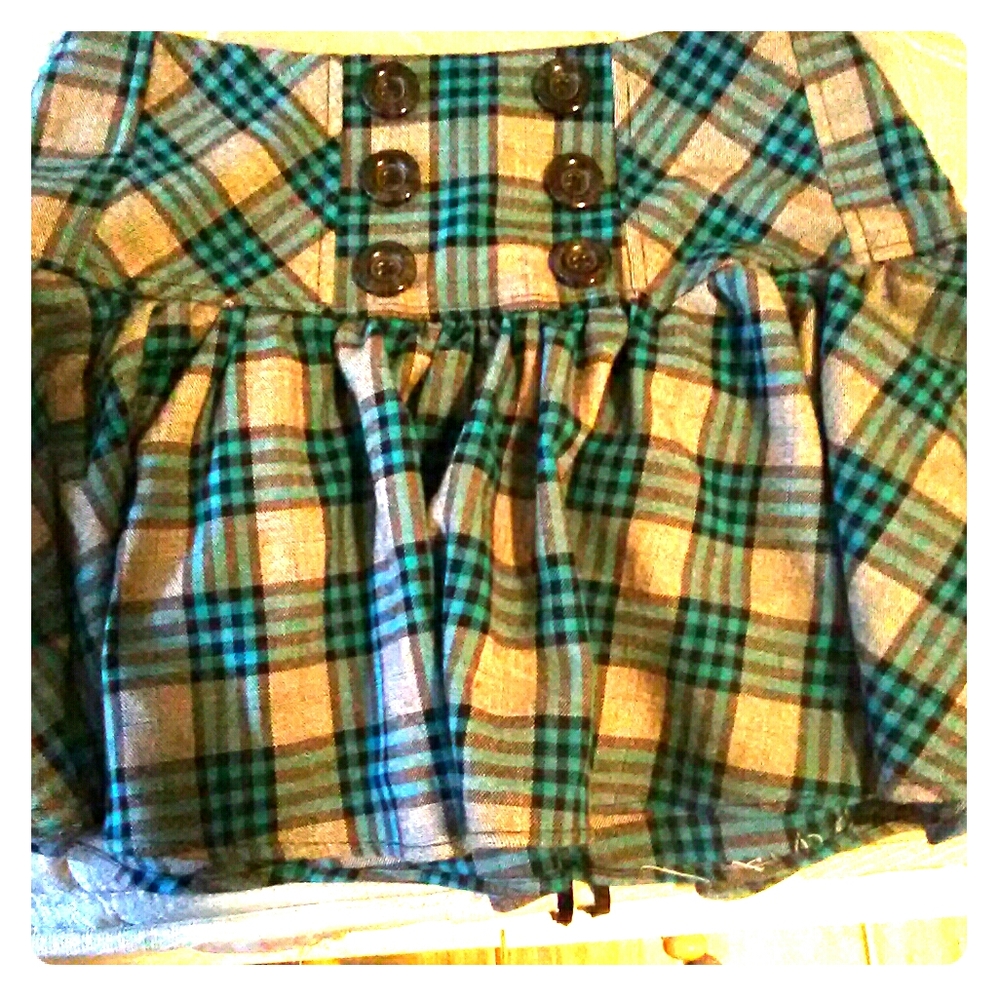 Blue and Grey Plaid Skirt